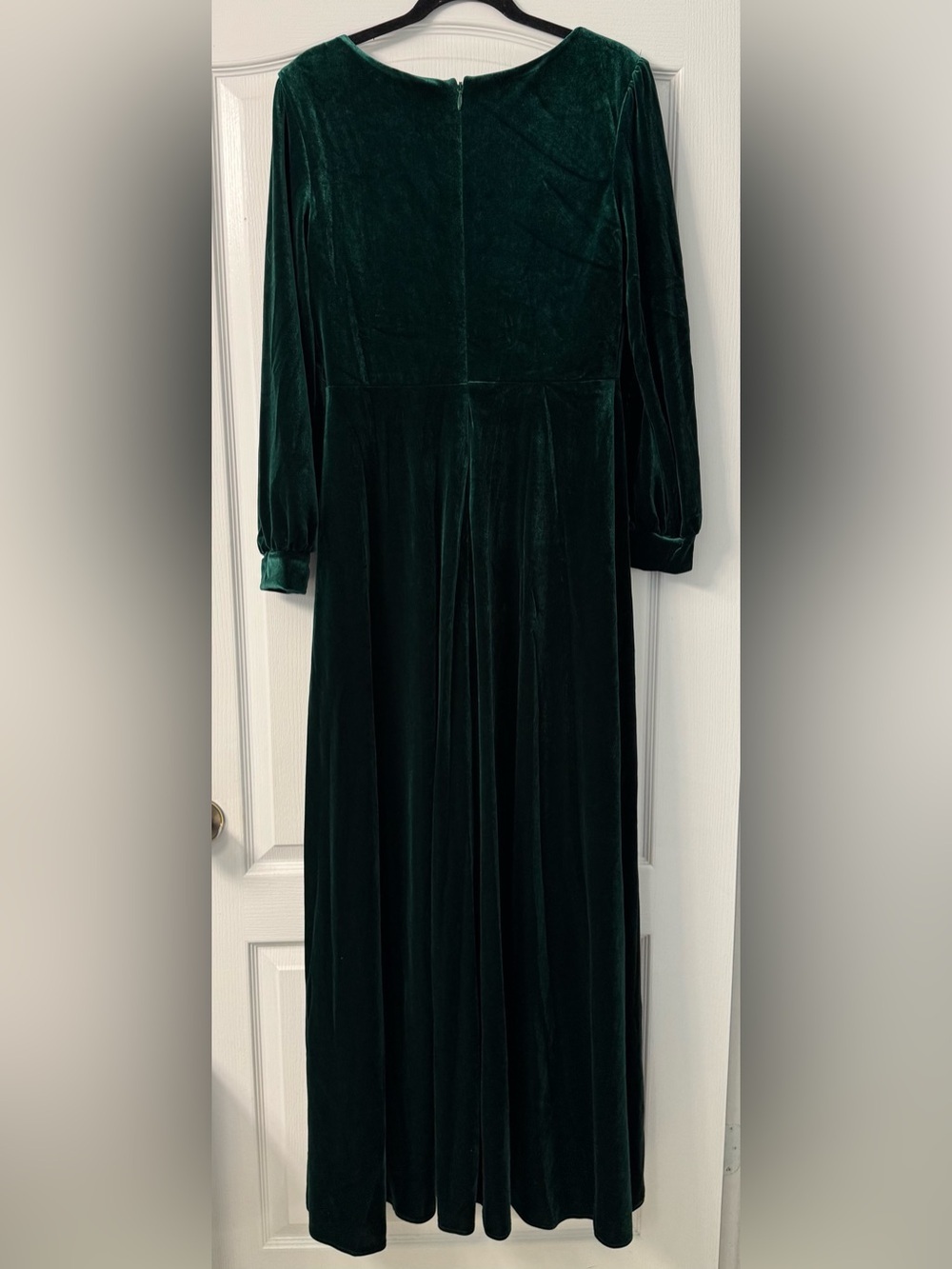 Shirees A-Line/Princess V-Neck Long Sleeve Velvet Floor-Length Evening Dress - Picture 9 of 11